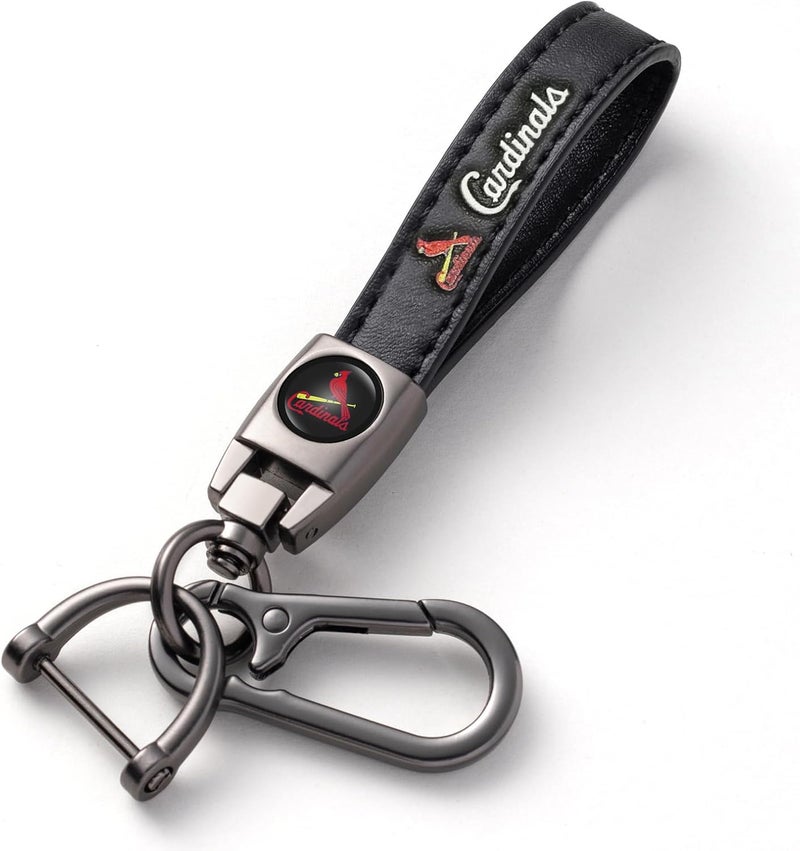 EMIJOY Car Keychain Keyring for St. Louis Cardinals Baseball Fans,Cardinals Accessory Women/Men's Keychains for Vehicles,Leather Key Ring Lanyard Car Key Fob Holder,Key Fob Keyring Replacement - Image 1